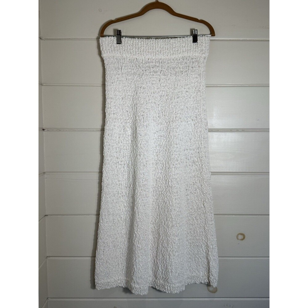 H&M Women’s Ivory Chunky Knit Crochet Maxi Skirt Sz M Euro Summer Boho Chic